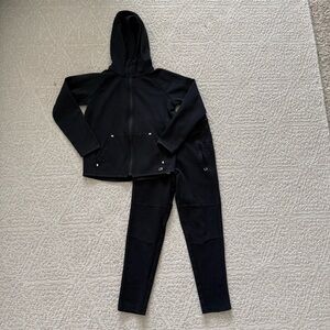 Kids Gap Fit Black Sweat Track Suit Size Medium 8 Hoodie Jogger